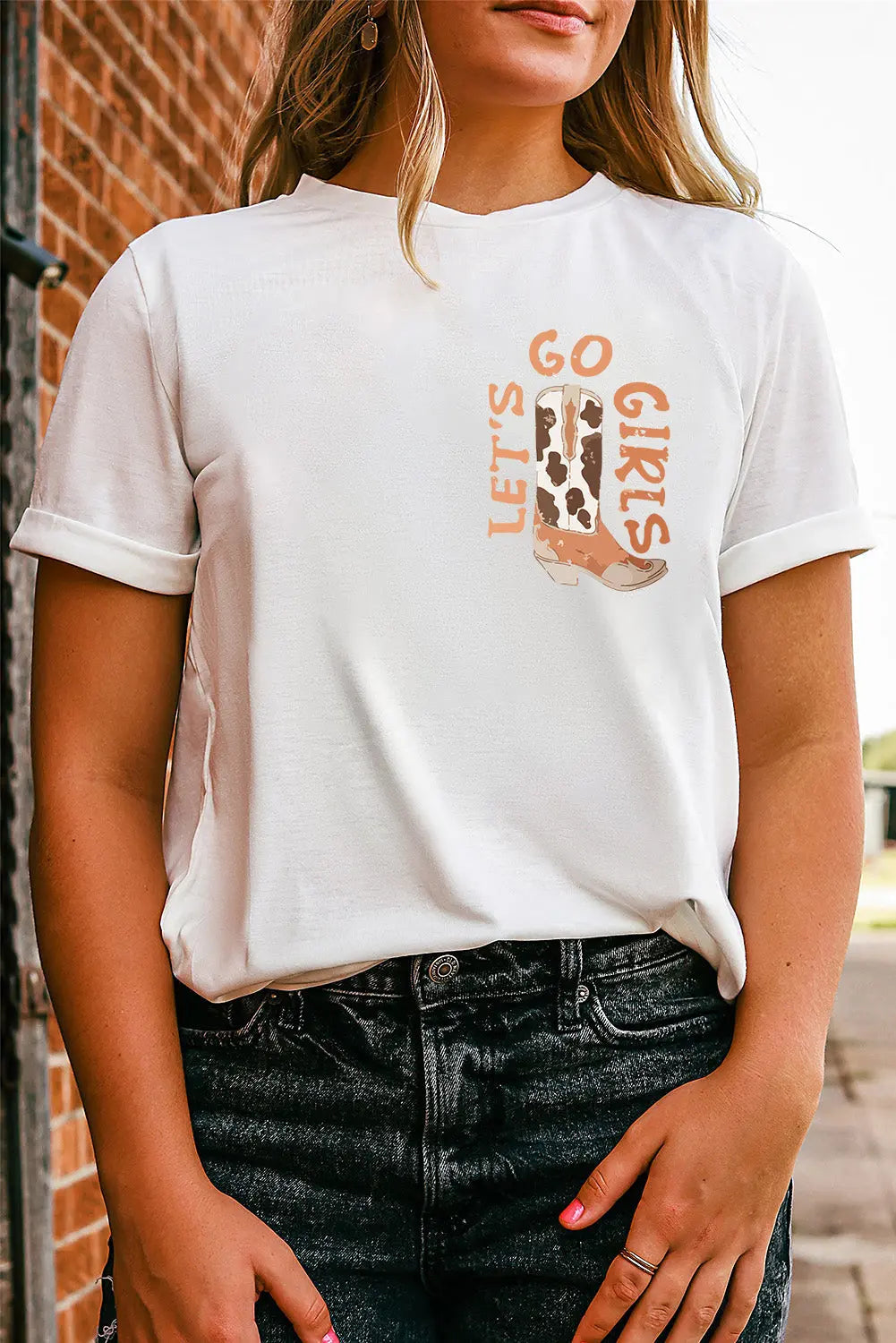 White Double-Side Cowboy Hat & Boots Graphic Tee Dear-Lover Dropshipping