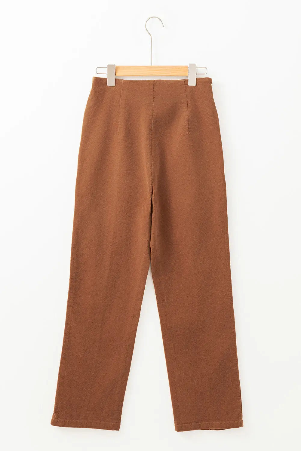 Chestnut Solid Color Double Breasted Straight Leg Pants Dear-Lover Dropshipping