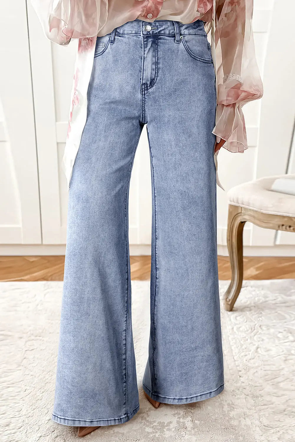Beau Blue High Waist Button Zip Fly Bell Bottom Jeans Dear-Lover Dropshipping