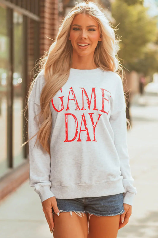 Red Vintage Washed GAME DAY Graphic Baggy Sweatshirt Dear-Lover Dropshipping