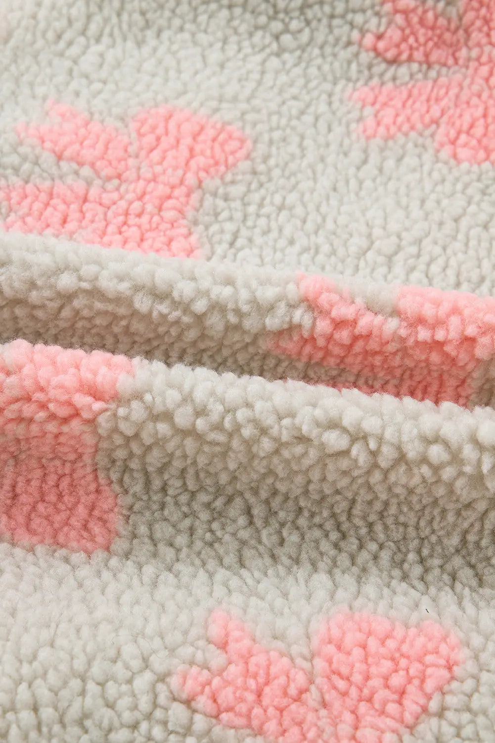 Gray Bow Sherpa Quarter Zip Drop Shoulder Baggy Sweatshirt Dear-Lover Dropshipping