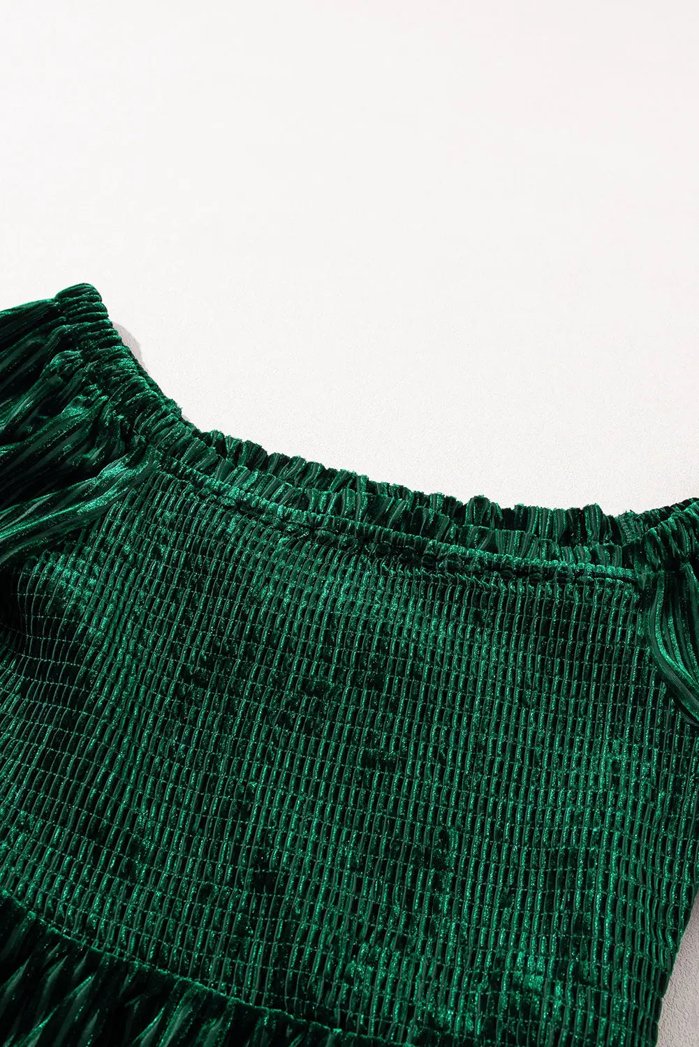 Blackish Green Smocked Ribbed Velvet Babydoll Top Dear-Lover Dropshipping