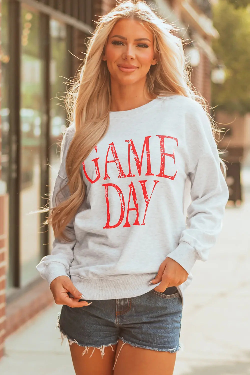 Red Vintage Washed GAME DAY Graphic Baggy Sweatshirt Dear-Lover Dropshipping