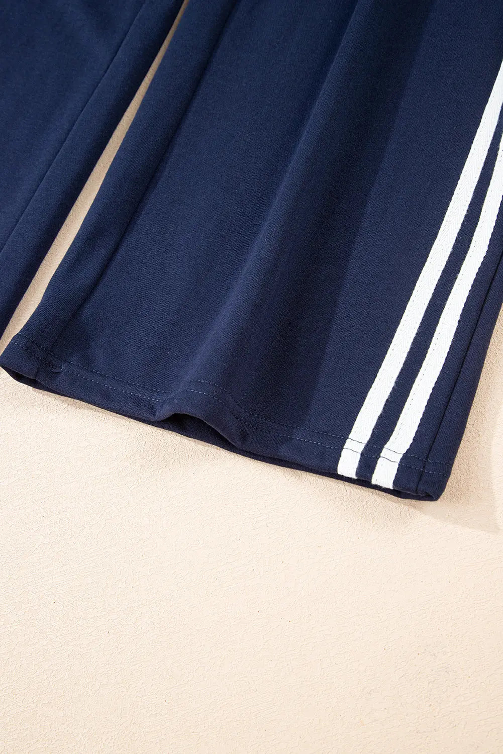 Dirty blue Varsity Striped Detail Crewneck Pullover Elastic Sweatpants 2pcs Outfit Dear-Lover Dropshipping
