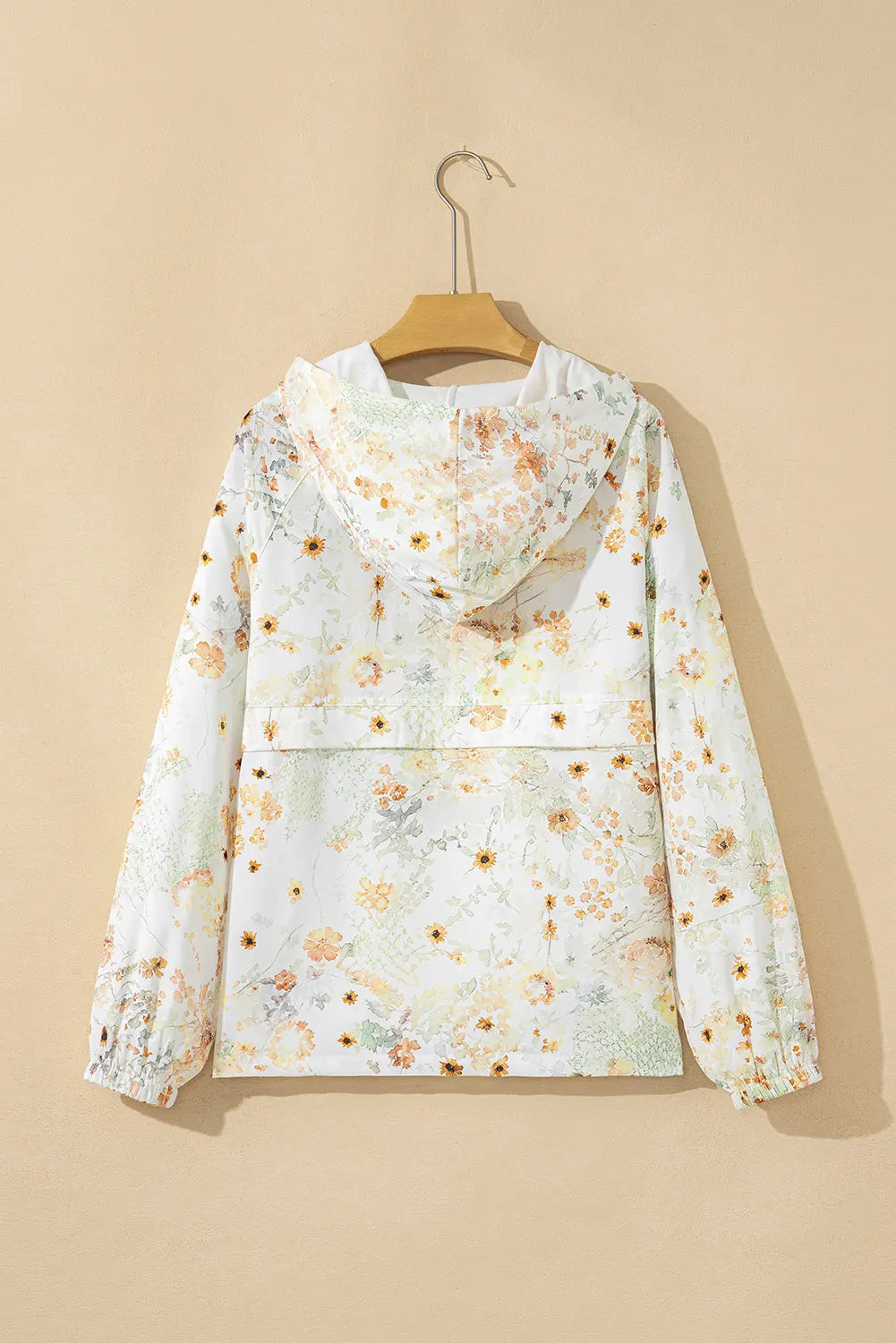 Yellow Floral Print Half Zip Hooded Long Sleeve Top Dear-Lover Dropshipping