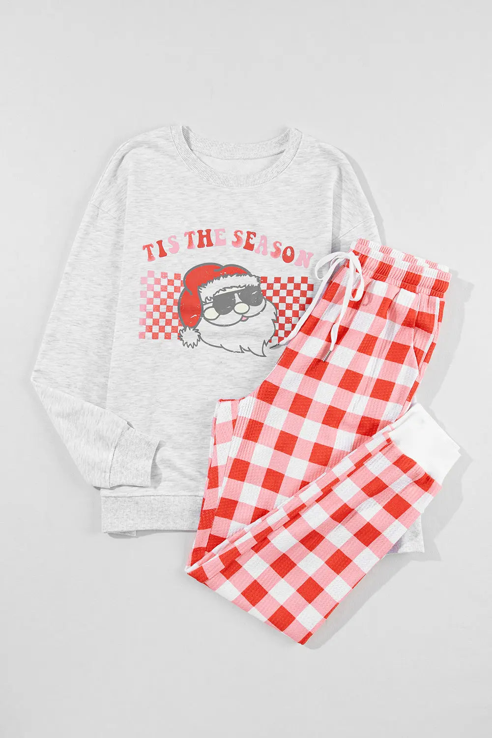 Multicolor Christmas Claus Graphic Top Plaid Pants Lounge Set Dear-Lover Dropshipping