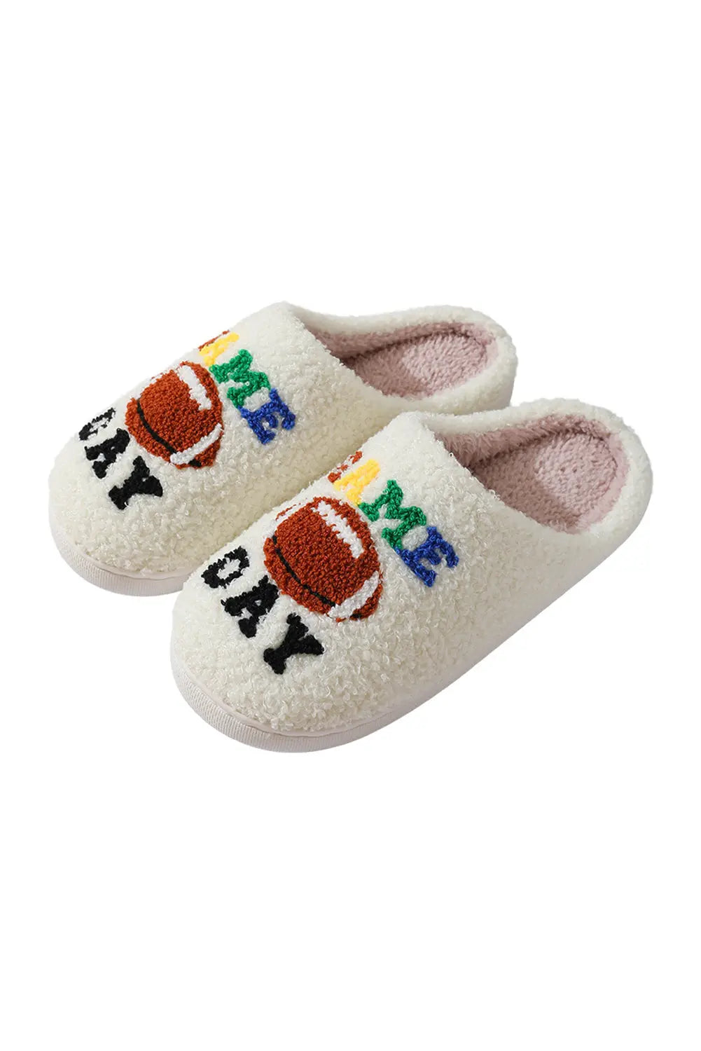 White GAME DAY Rugby Football Plush Slippers Dear-Lover Dropshipping