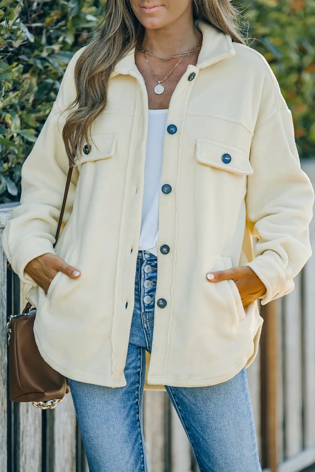 Beige Turn Down Collar Buttoned Shirt Jacket Dear-Lover Dropshipping