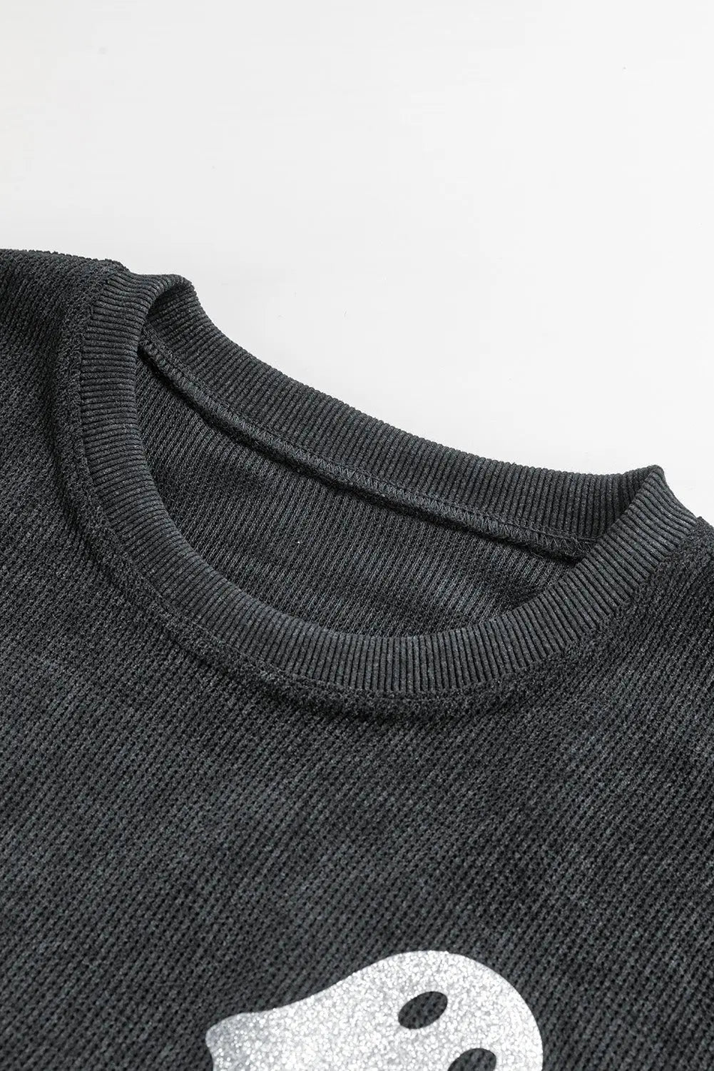 Black Halloween Ghost Corded Crew Neck Loose Sweatshirt Dear-Lover Dropshipping