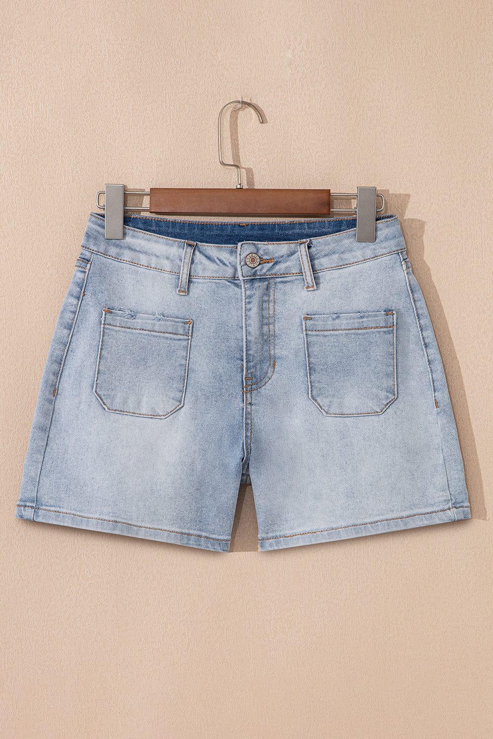 Beau Blue Light Wash High Rise Denim Shorts