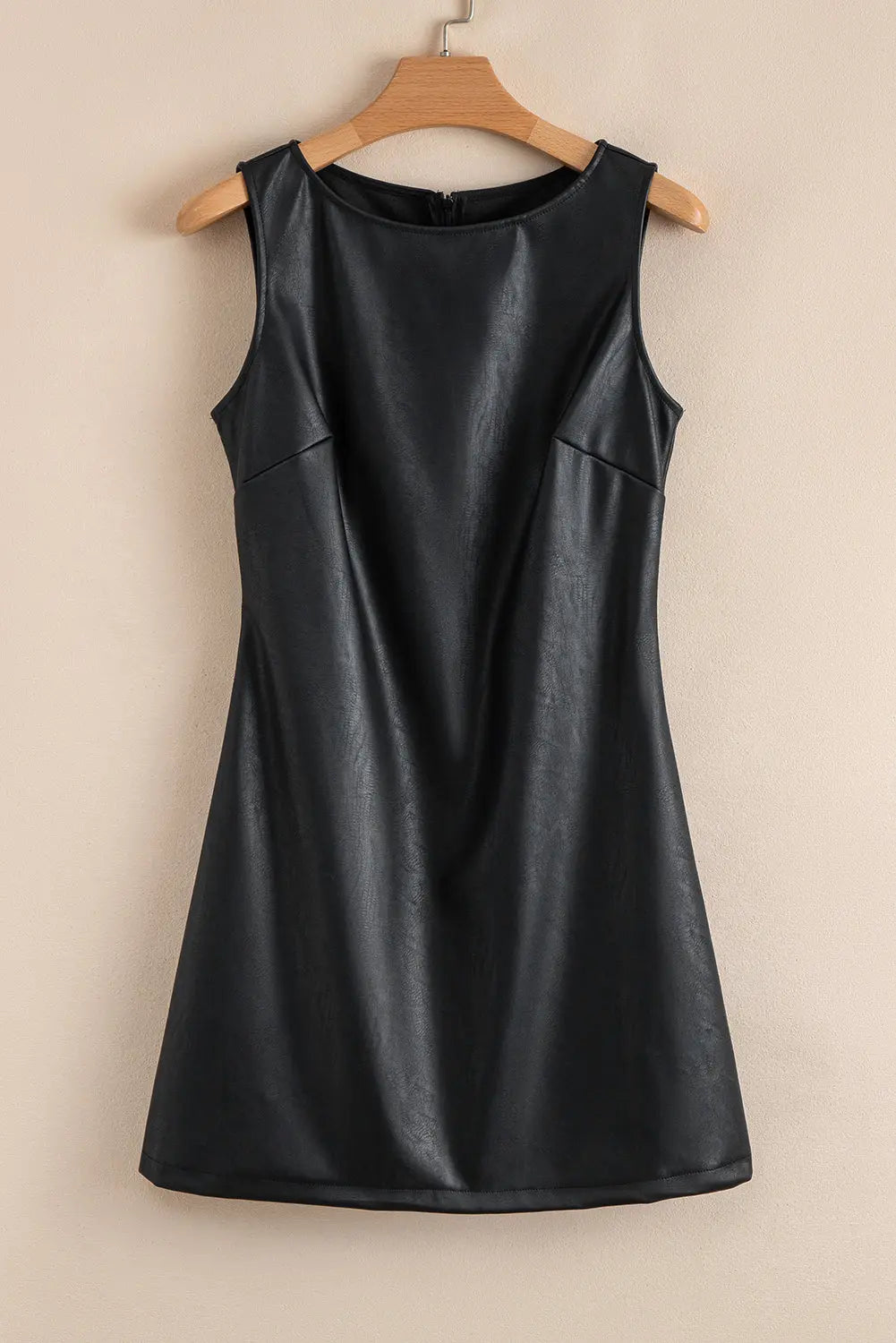 Black Vegan Leather Sleeveless Mini Dress Dear-Lover Dropshipping