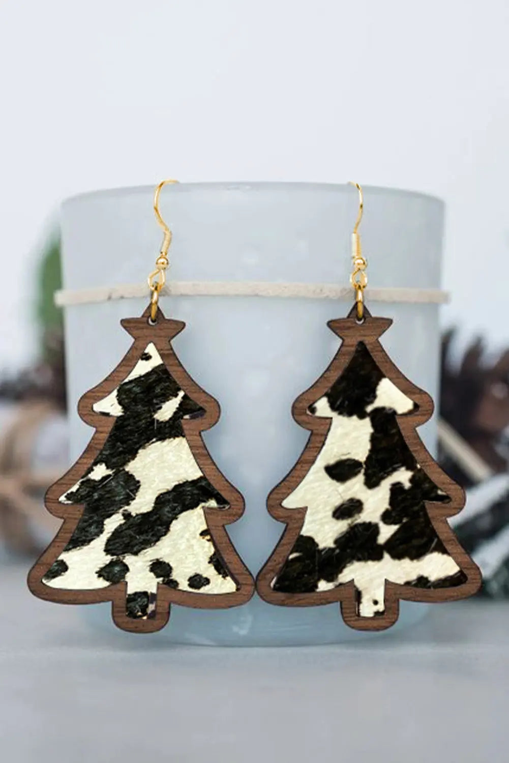 Black Cow Spots Christmas Tree Dangle Earrings Dear-Lover Dropshipping