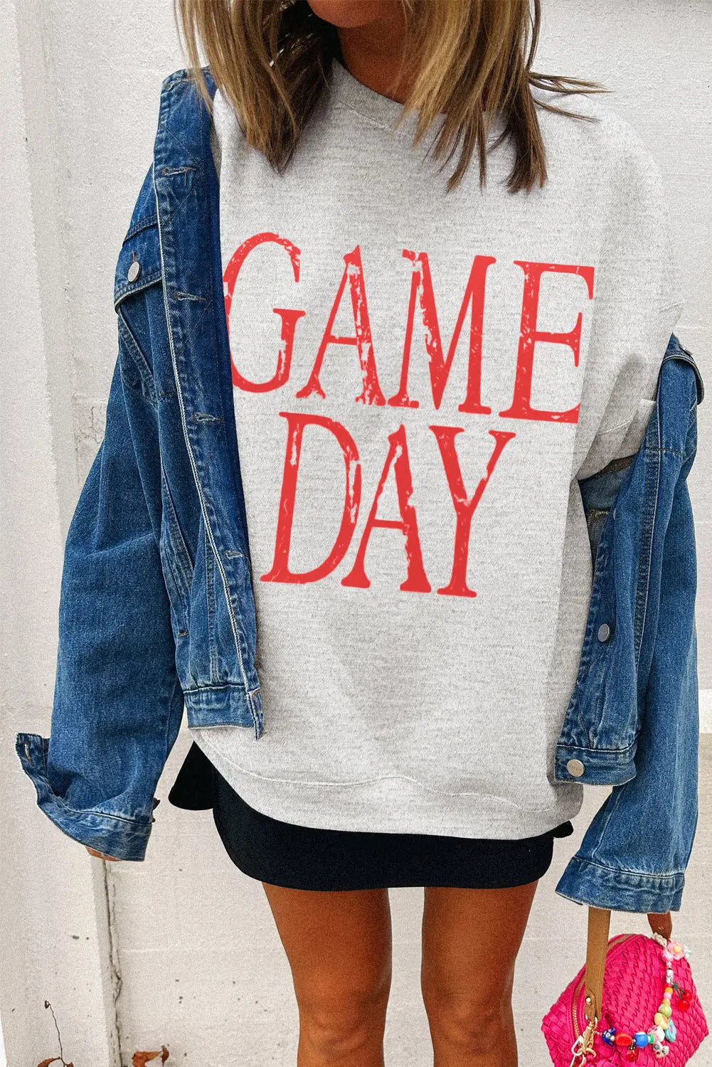 Red Vintage Washed GAME DAY Graphic Baggy Sweatshirt Dear-Lover Dropshipping