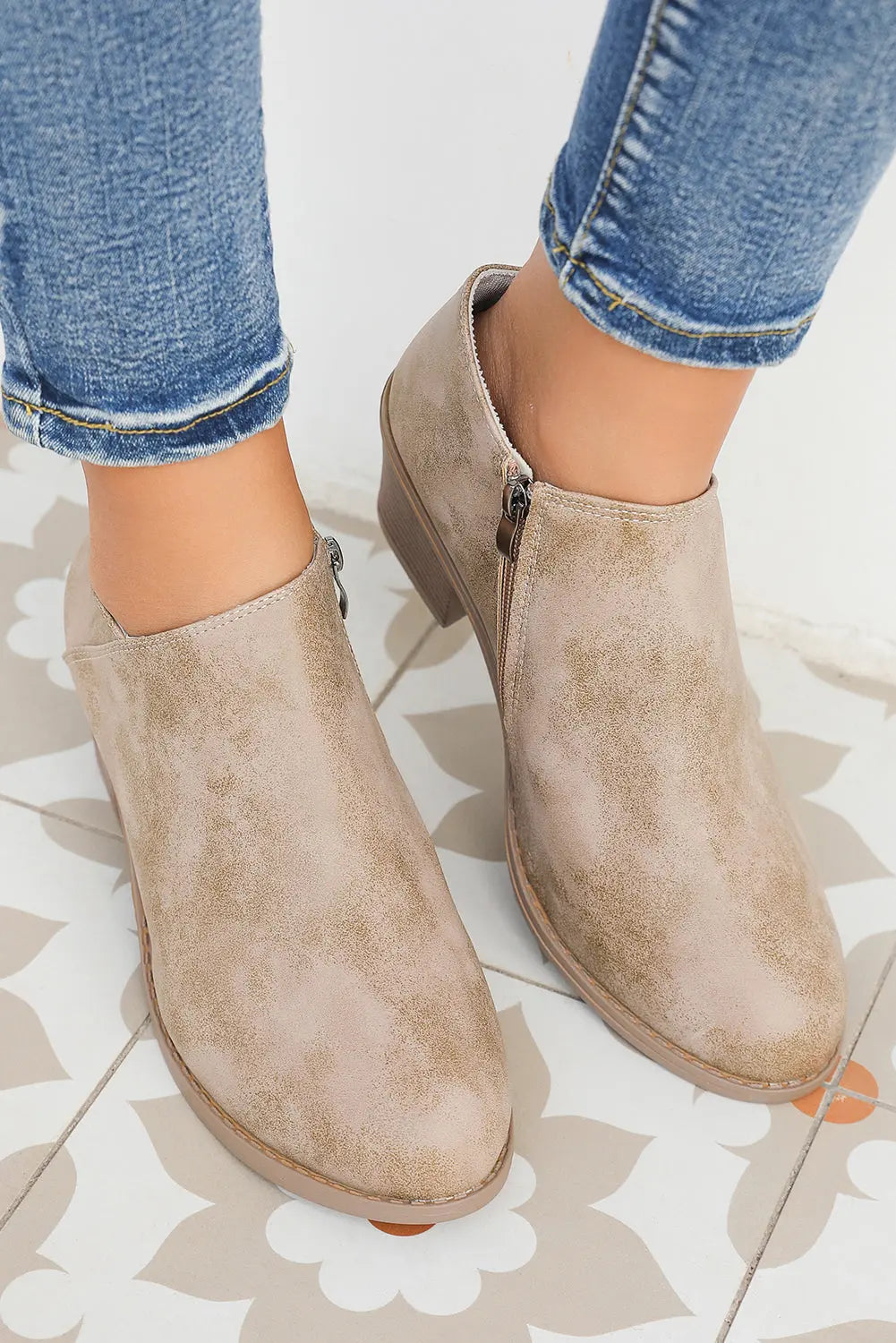 Philippine Gray Tulip Opening Suede Ankle Boots Dear-Lover Dropshipping