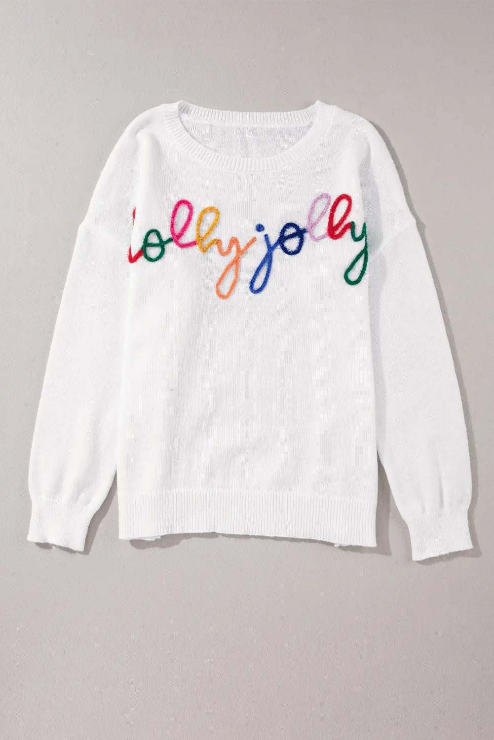 White Holly Jolly Round Neck Casual Sweater Dear-Lover Dropshipping