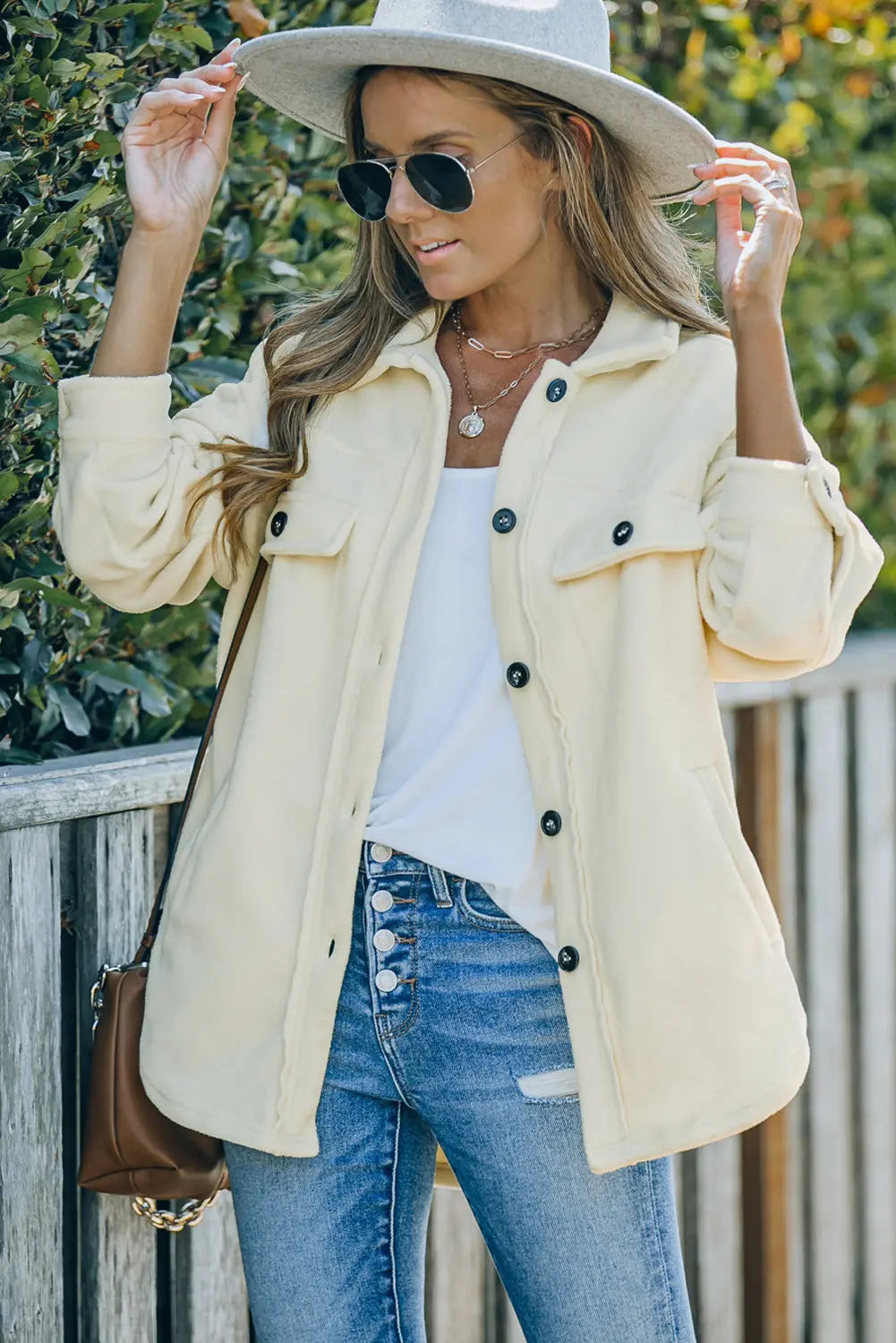 Beige Turn Down Collar Buttoned Shirt Jacket Dear-Lover Dropshipping