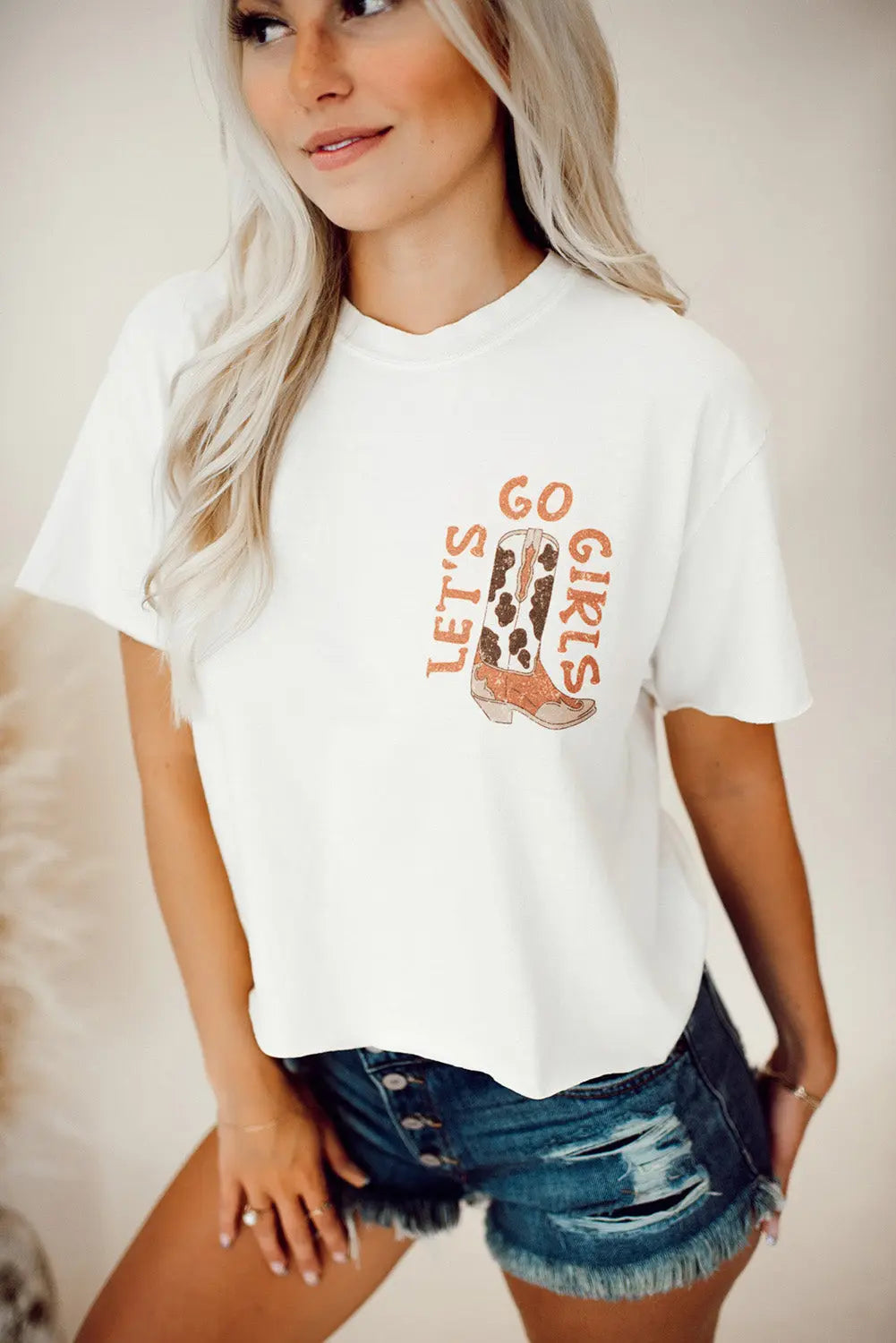 White Double-Side Cowboy Hat & Boots Graphic Tee Dear-Lover Dropshipping
