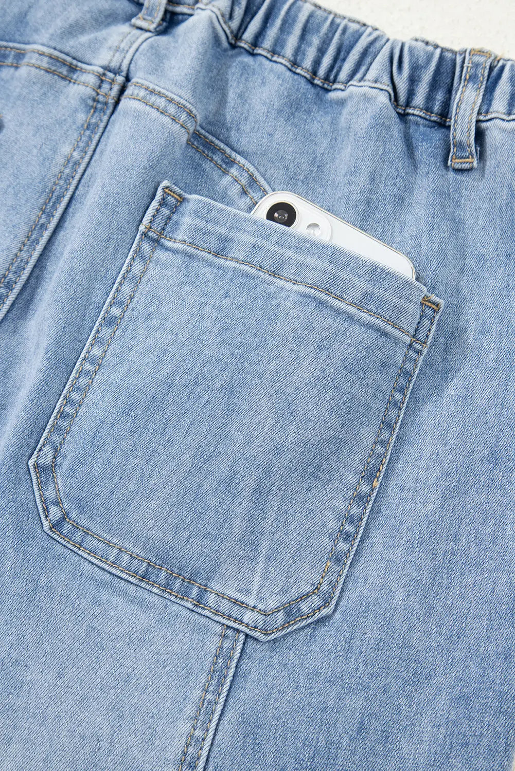 Beau Blue Drawstring Seam Detail Raw Hem Wide Leg Denim Pants Dear-Lover Dropshipping