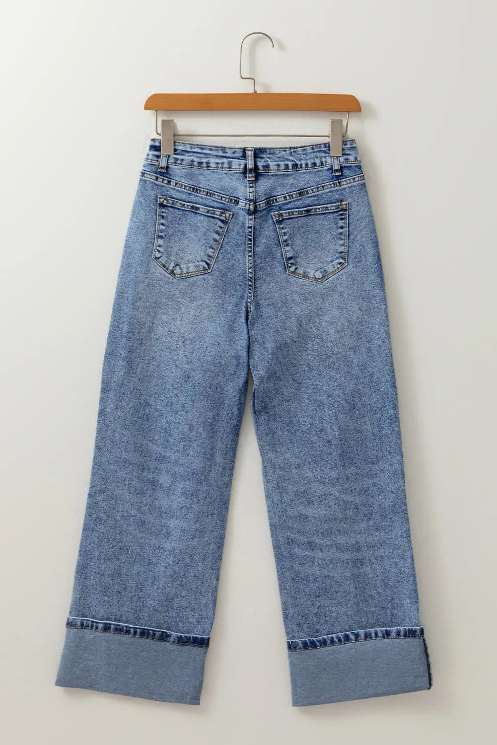 Myosotis Center Seam Cuffed Hem Straight High Waist Jeans Dear-Lover Dropshipping