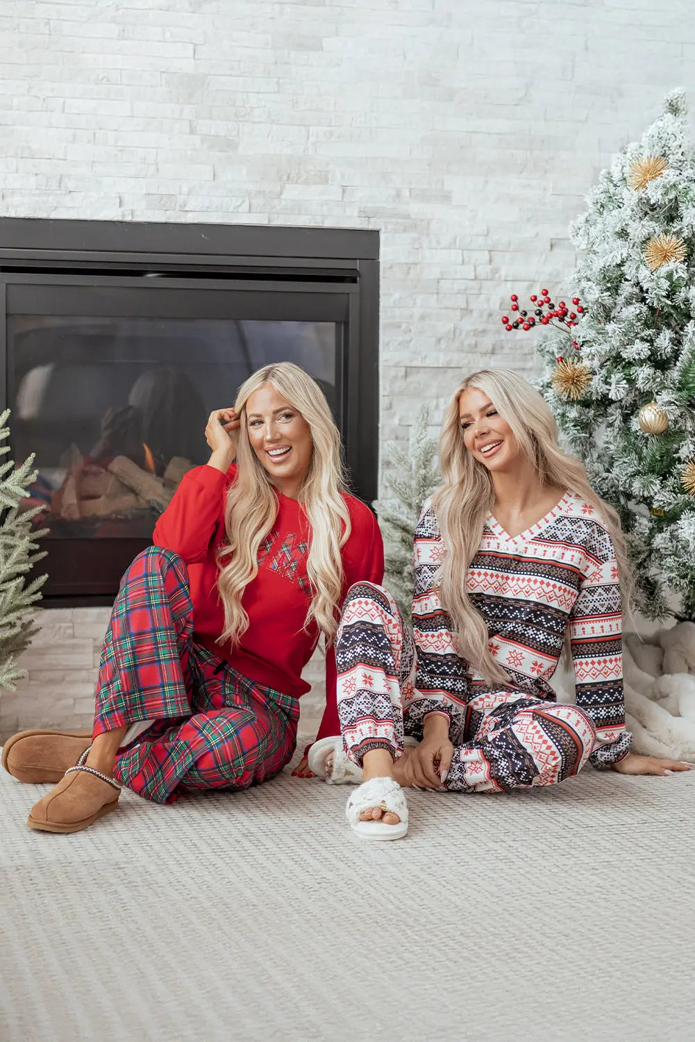 Red Plaid Mama Graphic Christmas Holiday Crewneck Pullover and Pants Two Piece Lounge Set Dear-Lover Dropshipping