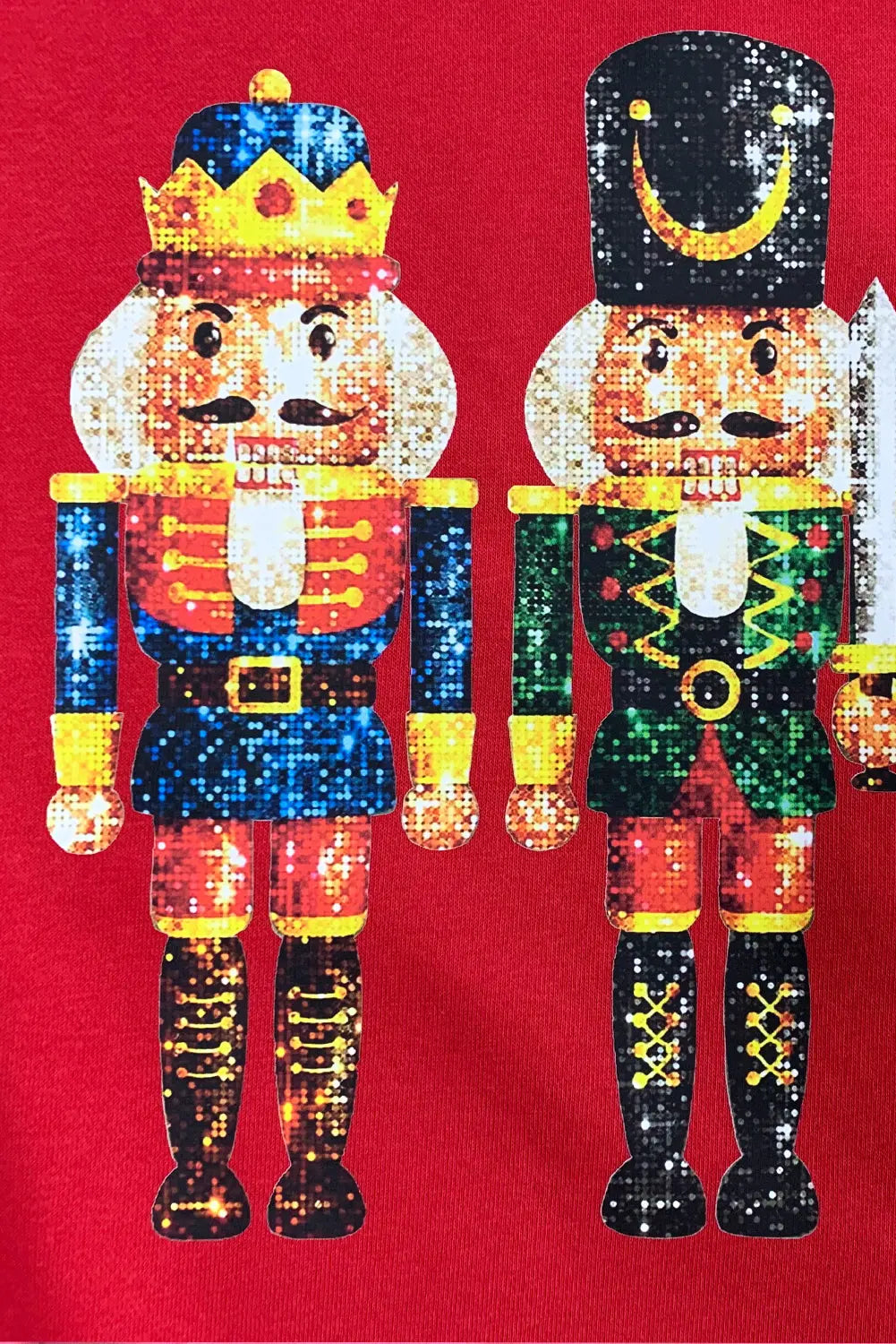 Red Christmas Metallic Nutcracker Graphic Crew Neck Sweatshirt Dear-Lover Dropshipping
