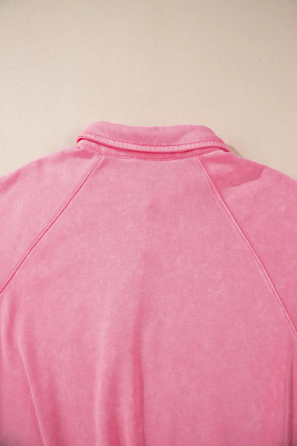 Pink Solid Snap Buttons Collared Balloon Sleeve Oversized Sweatshirt Dear-Lover Dropshipping