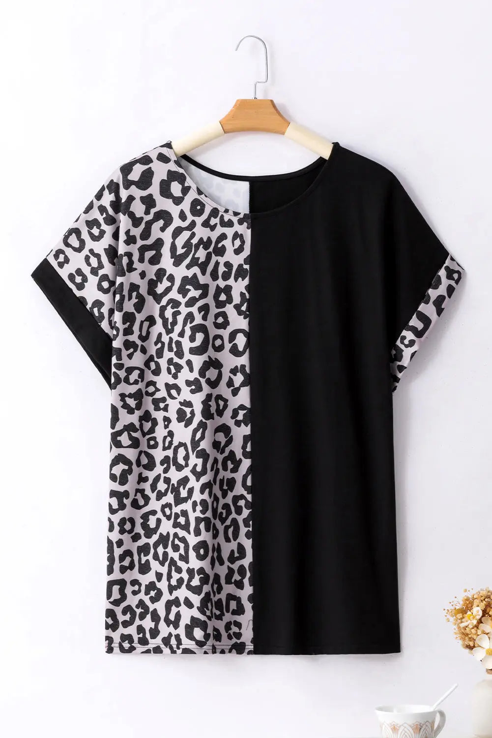 Black Half Leopard Patchwork Plus Size T-shirt Dear-Lover Dropshipping