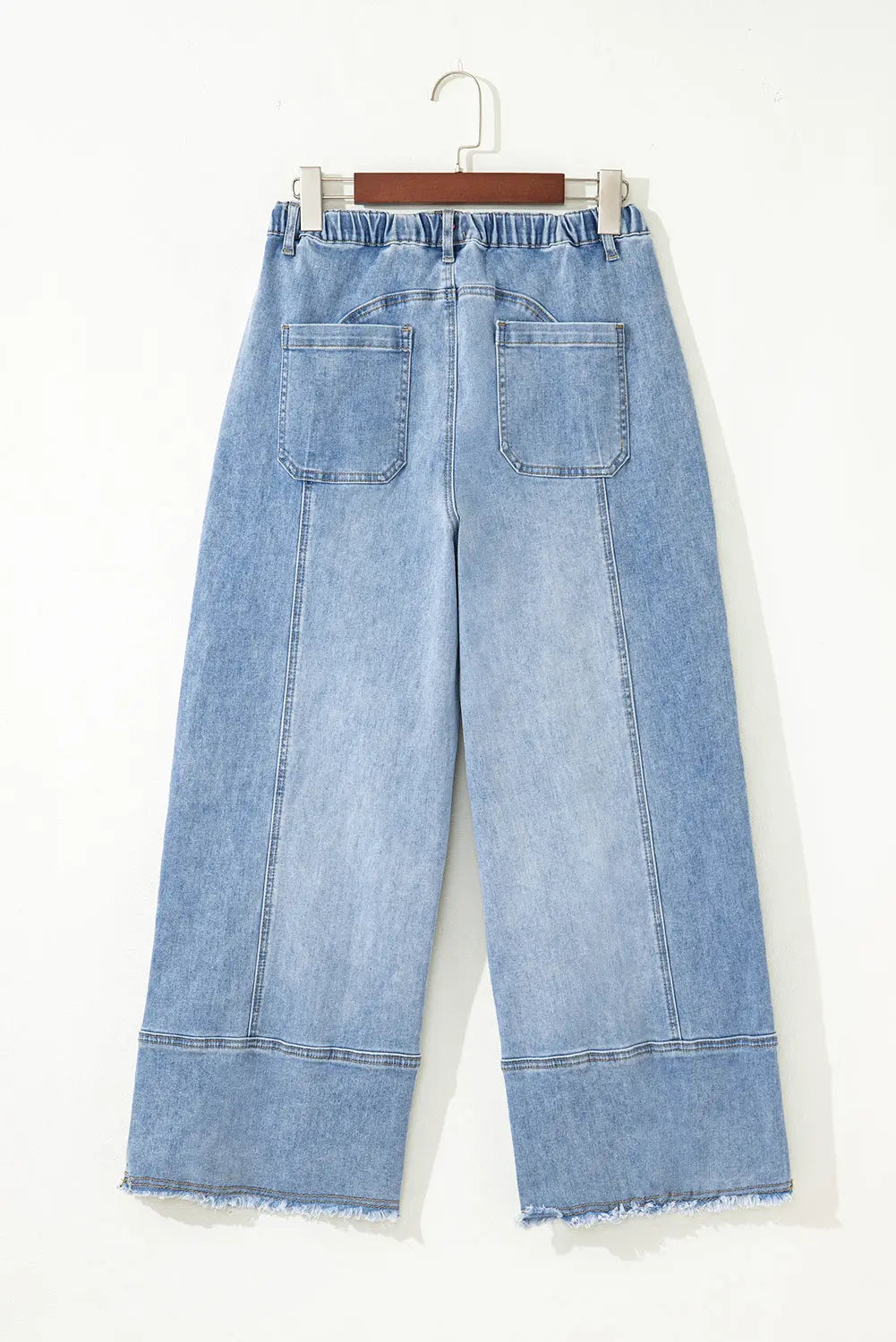 Beau Blue Drawstring Seam Detail Raw Hem Wide Leg Denim Pants Dear-Lover Dropshipping