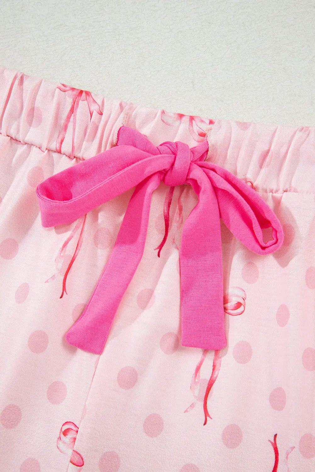 Pink Bow Print Contrast Pipping Short Pajamas Set Dear-Lover Dropshipping