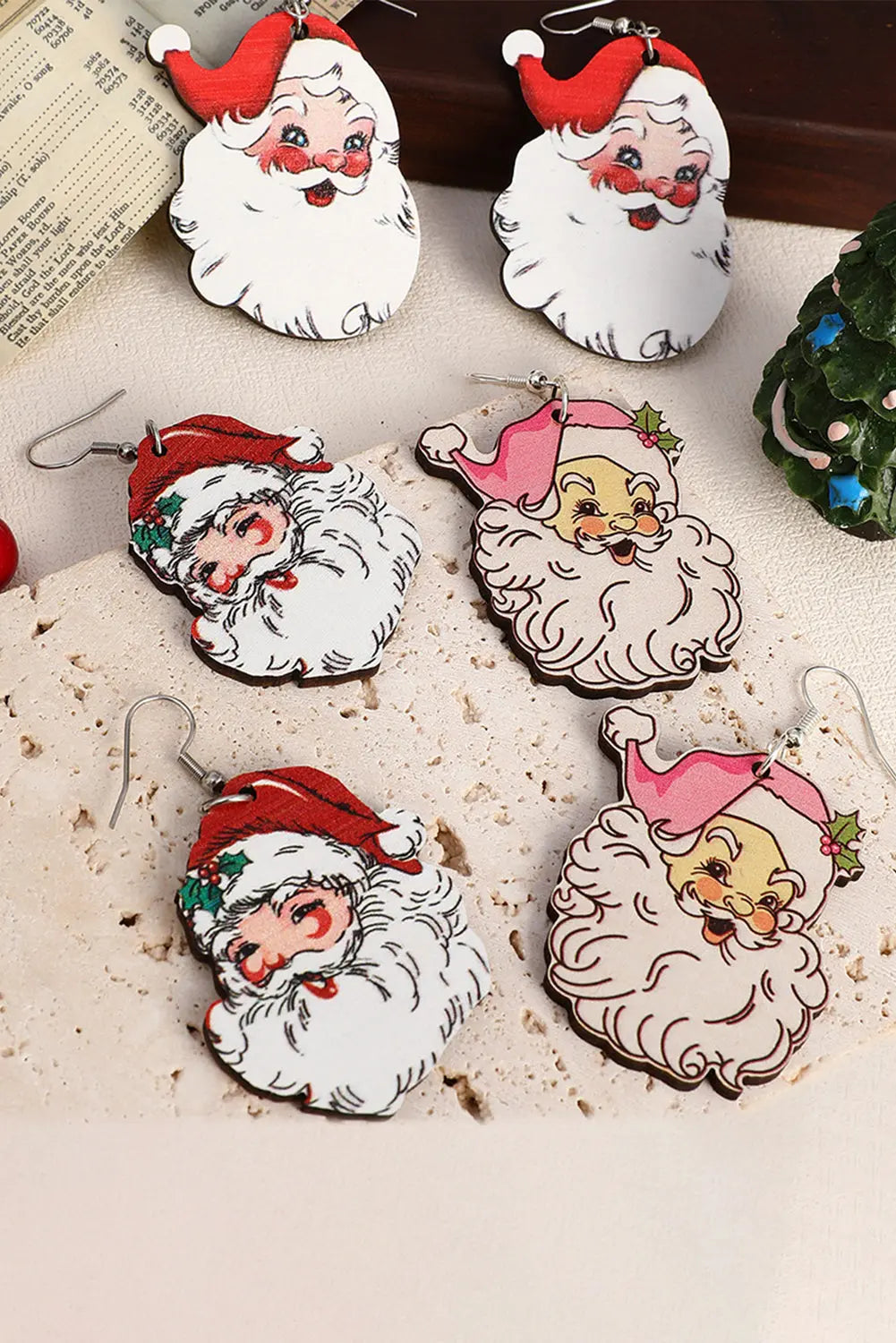 White 3 Pairs Christmas Santa Clause Pendant Hook Earrings Dear-Lover Dropshipping