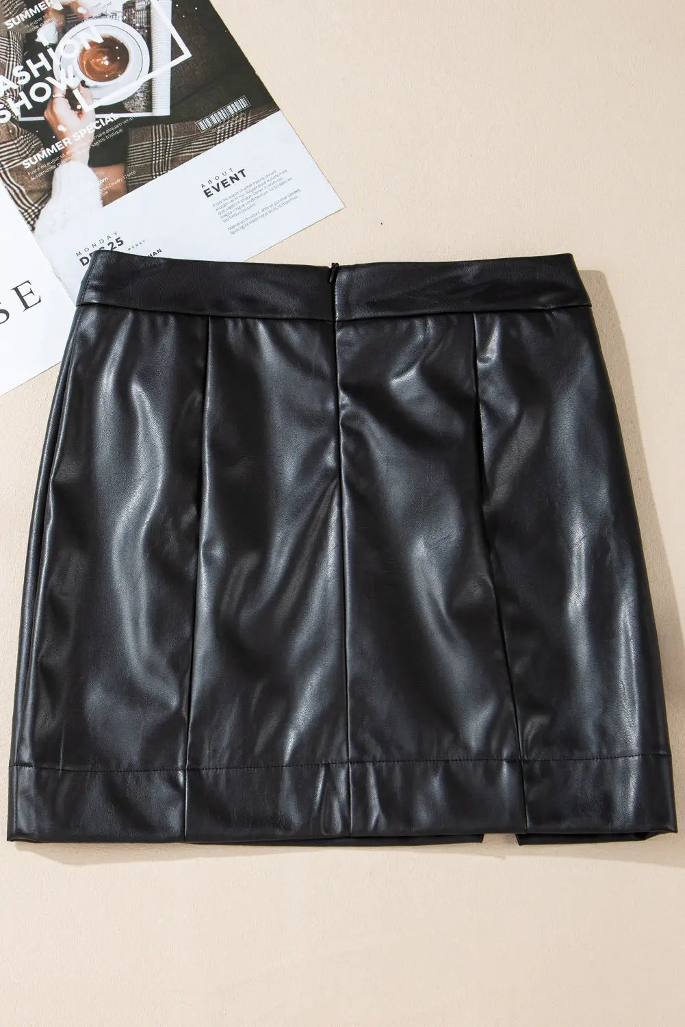 Black PU Leather Side Slits Slim Fit High Waist Mini Skirt Dear-Lover Dropshipping