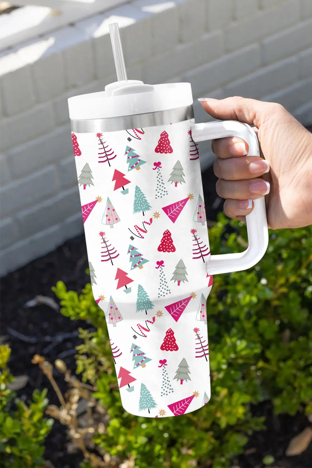 White Cartoon Christmas Tree Printed Thermos Cup 40oz Dear-Lover Dropshipping