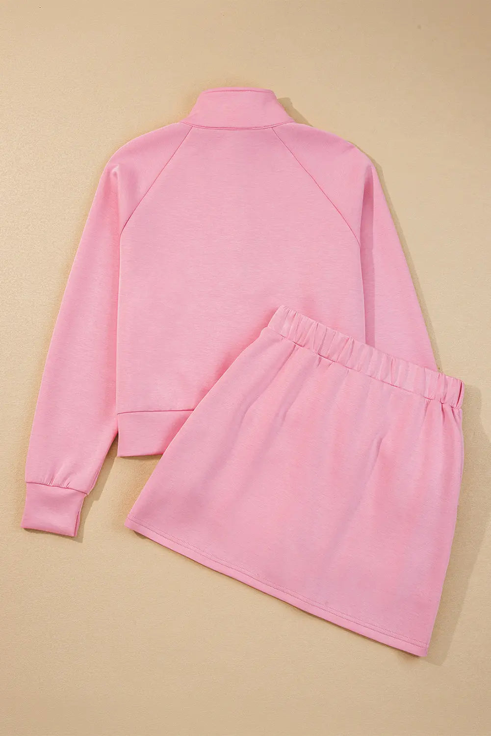 Pink Half Zip Sporty Pullover Mini Skirt 2pcs Outfit Dear-Lover Dropshipping