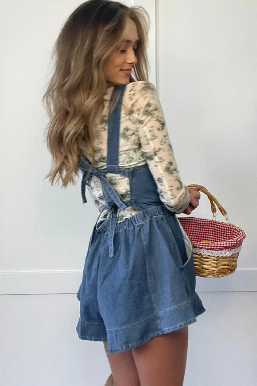 Sky Blue Buckle Straps Bib Style Tied Backless Flared Denim Overall Dear-Lover Dropshipping