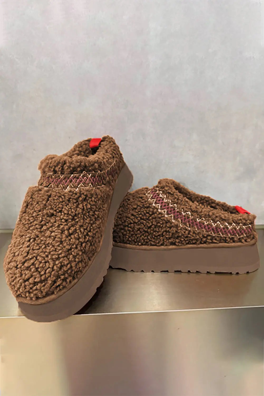 Chestnut Embroidered Sherpa Plush Thick Sole Snow Boots Dear-Lover Dropshipping