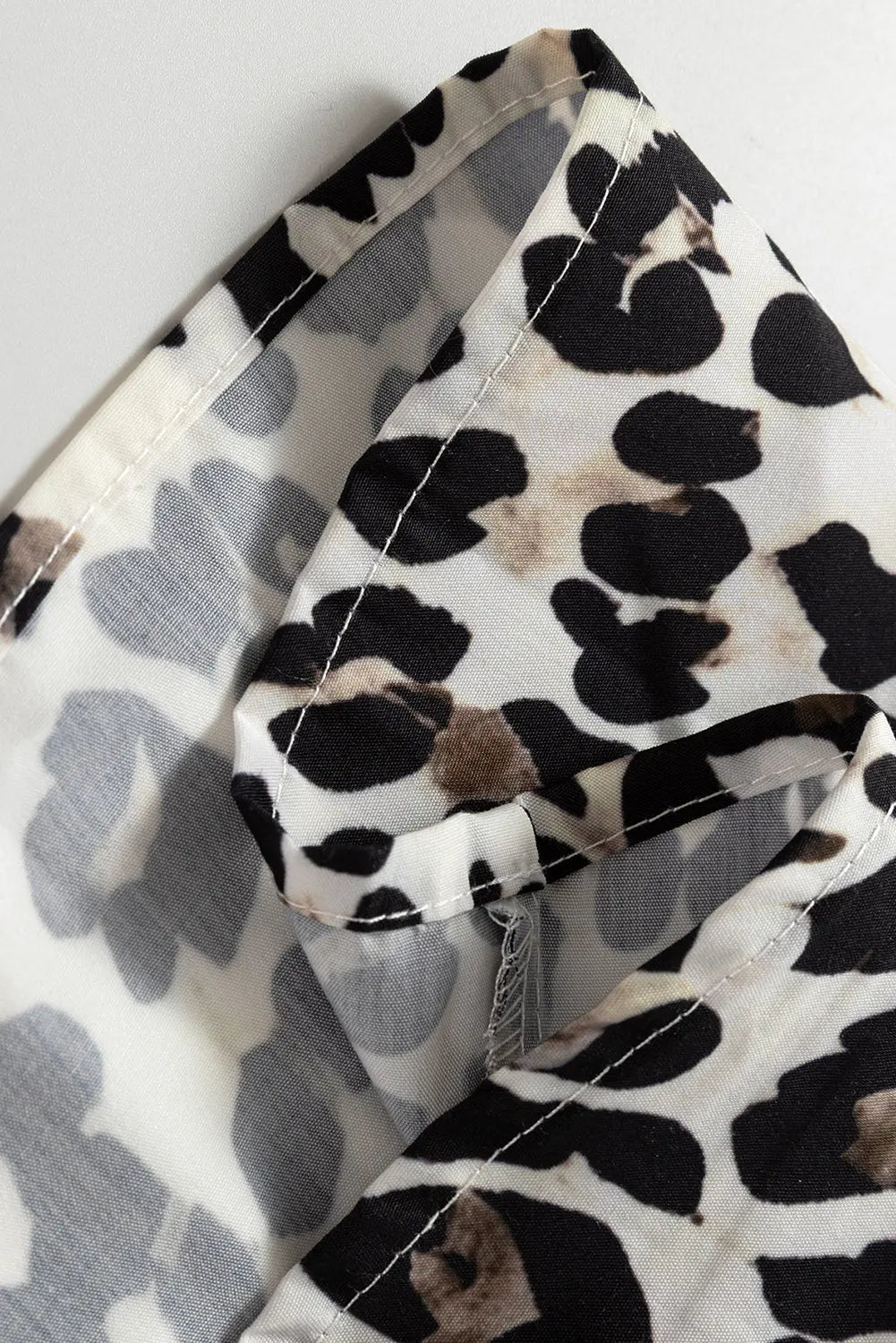 Multicolour Button Striped Collar Leopard Print Long Sleeve Flared Dress Dear-Lover Dropshipping