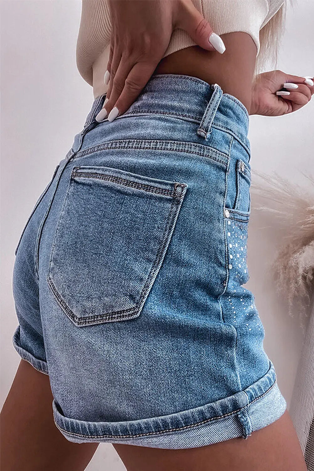 Ashleigh Blue Rhinestone Embellished Denim Shorts Dear-Lover Dropshipping