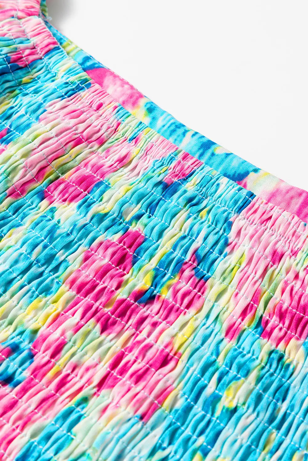 Sky Blue Floral Allover Print Shirred Square Neck Plus Size Maxi Dress Dear-Lover Dropshipping