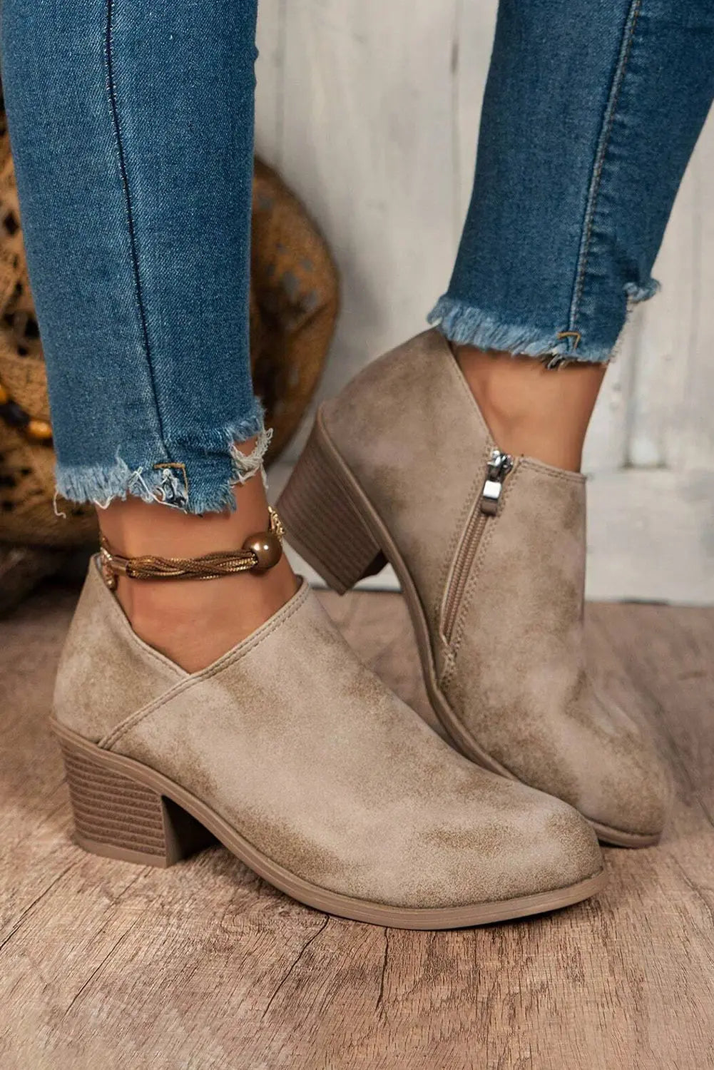 Philippine Gray Tulip Opening Suede Ankle Boots Dear-Lover Dropshipping