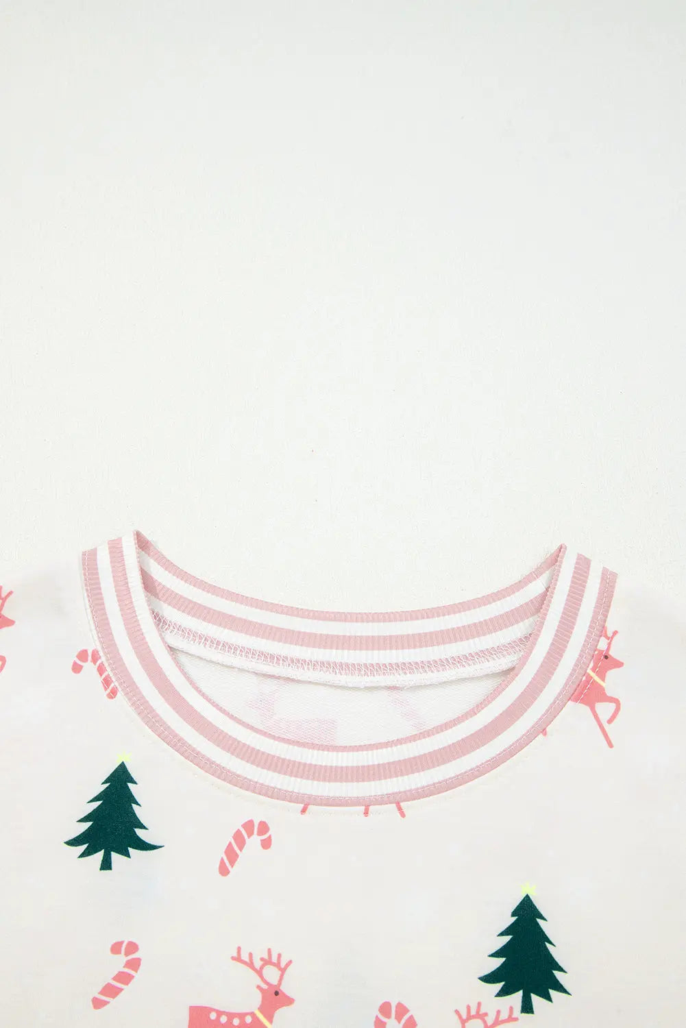 Pink Bow Christmas Tree Print Contrast Striped Banding 2pcs Lounge Set Dear-Lover Dropshipping