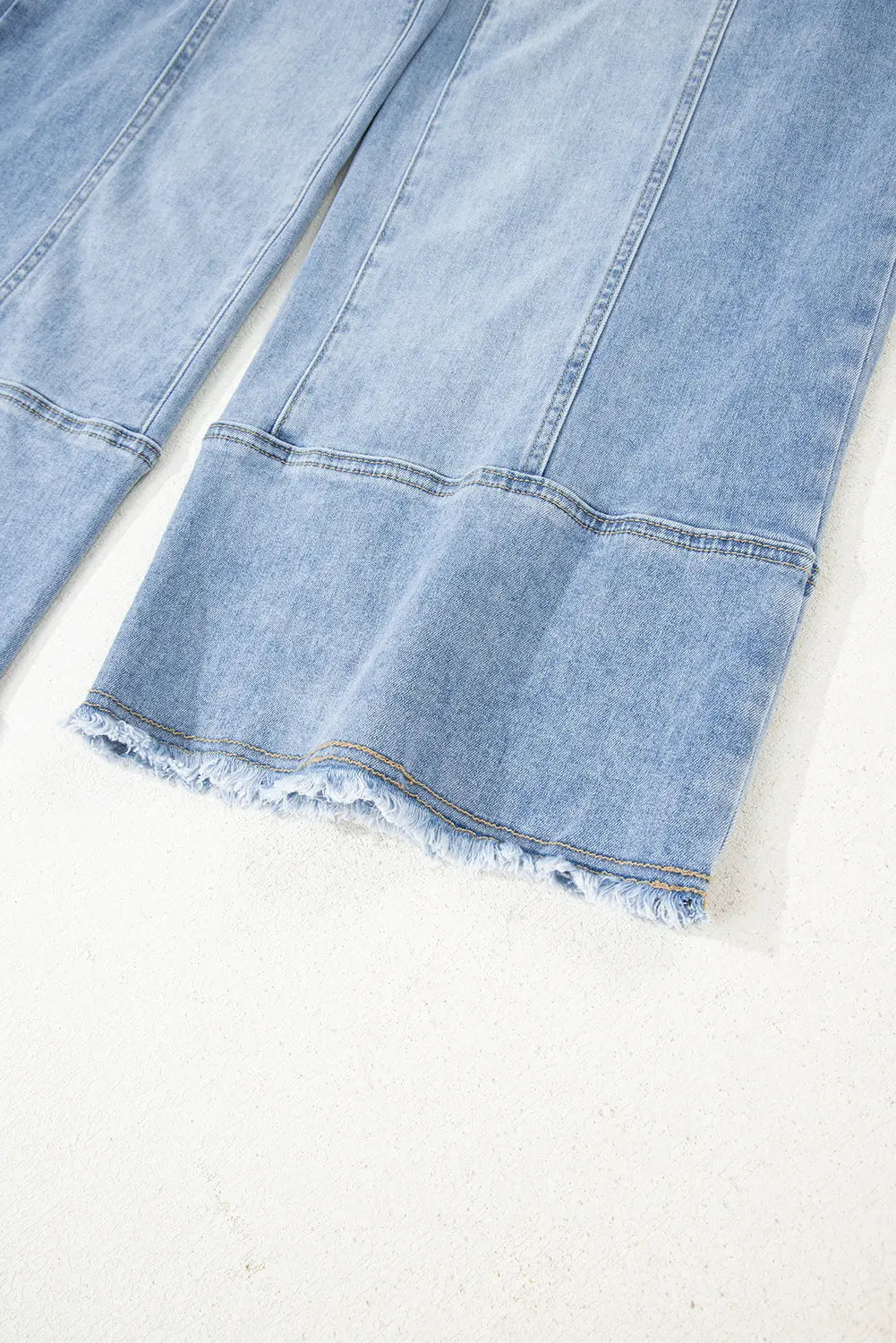 Beau Blue Drawstring Seam Detail Raw Hem Wide Leg Denim Pants Dear-Lover Dropshipping