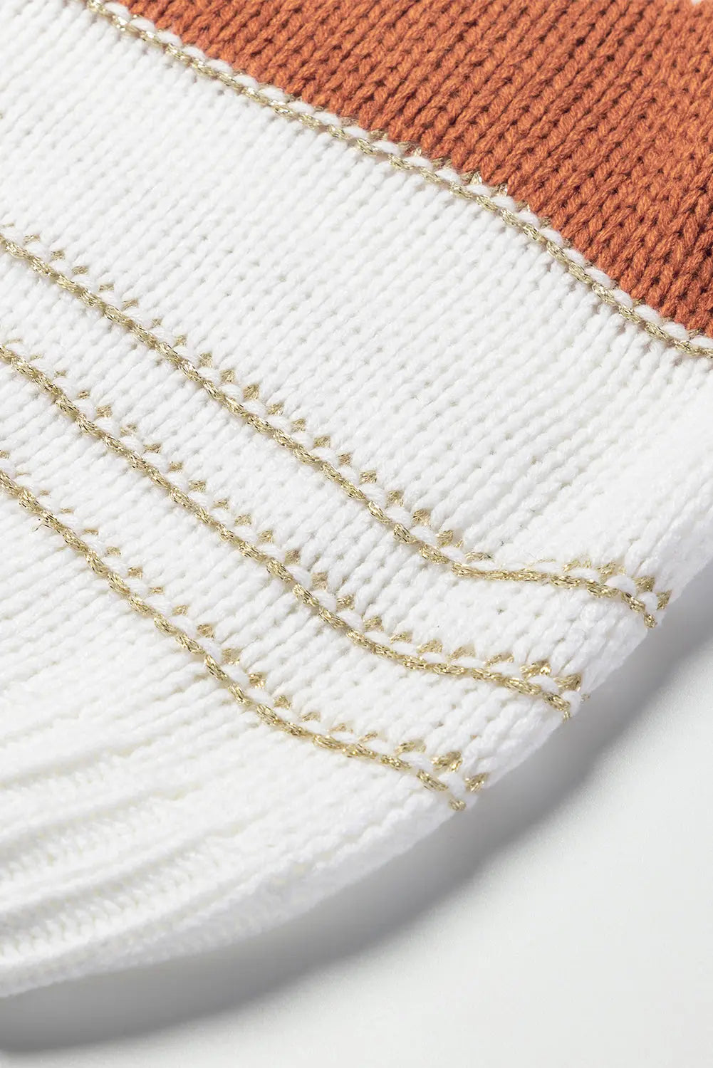 White Striped Knit Puff Sleeve Casual Sweater Dear-Lover Dropshipping