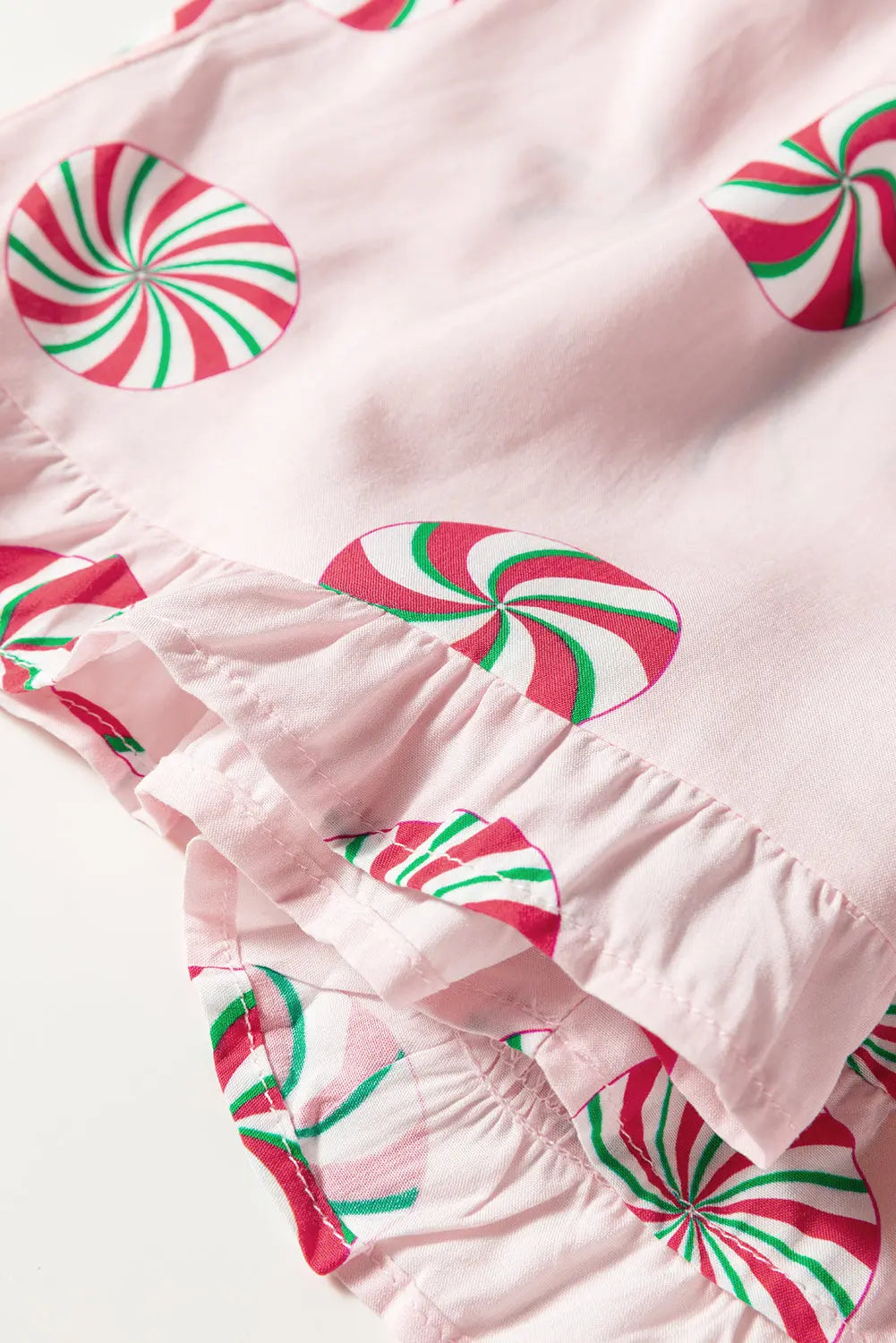 Pink Christmas Candy Contrast Trim Bow Knot Silky 2pcs Pajama Set Dear-Lover Dropshipping