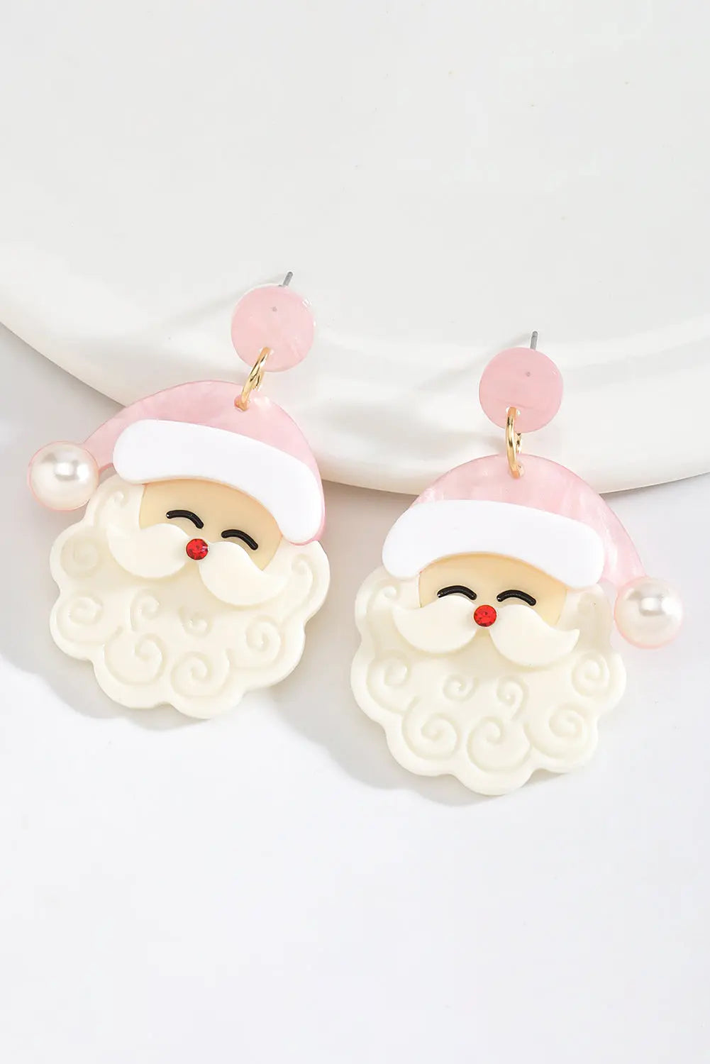 White Bright Pearl Decor Cute Father Christmas Earrings Dear-Lover Dropshipping