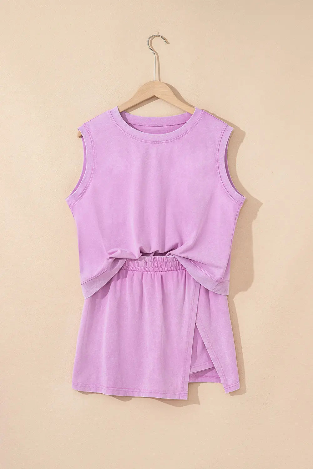 Phalaenopsis 2 Pieces Mineral Wash Cotton Tank Top Lined Split Skirt Set Dear-Lover Dropshipping