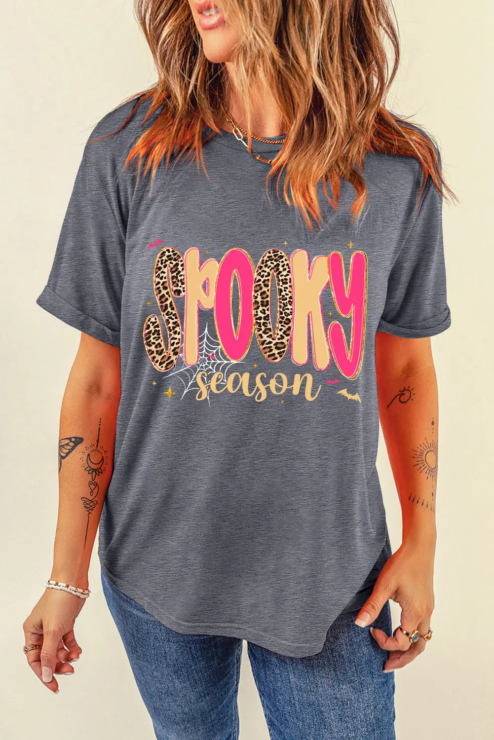 Gray Spooky Season Playful Halloween Graphic T Shirt Dear-Lover Dropshipping