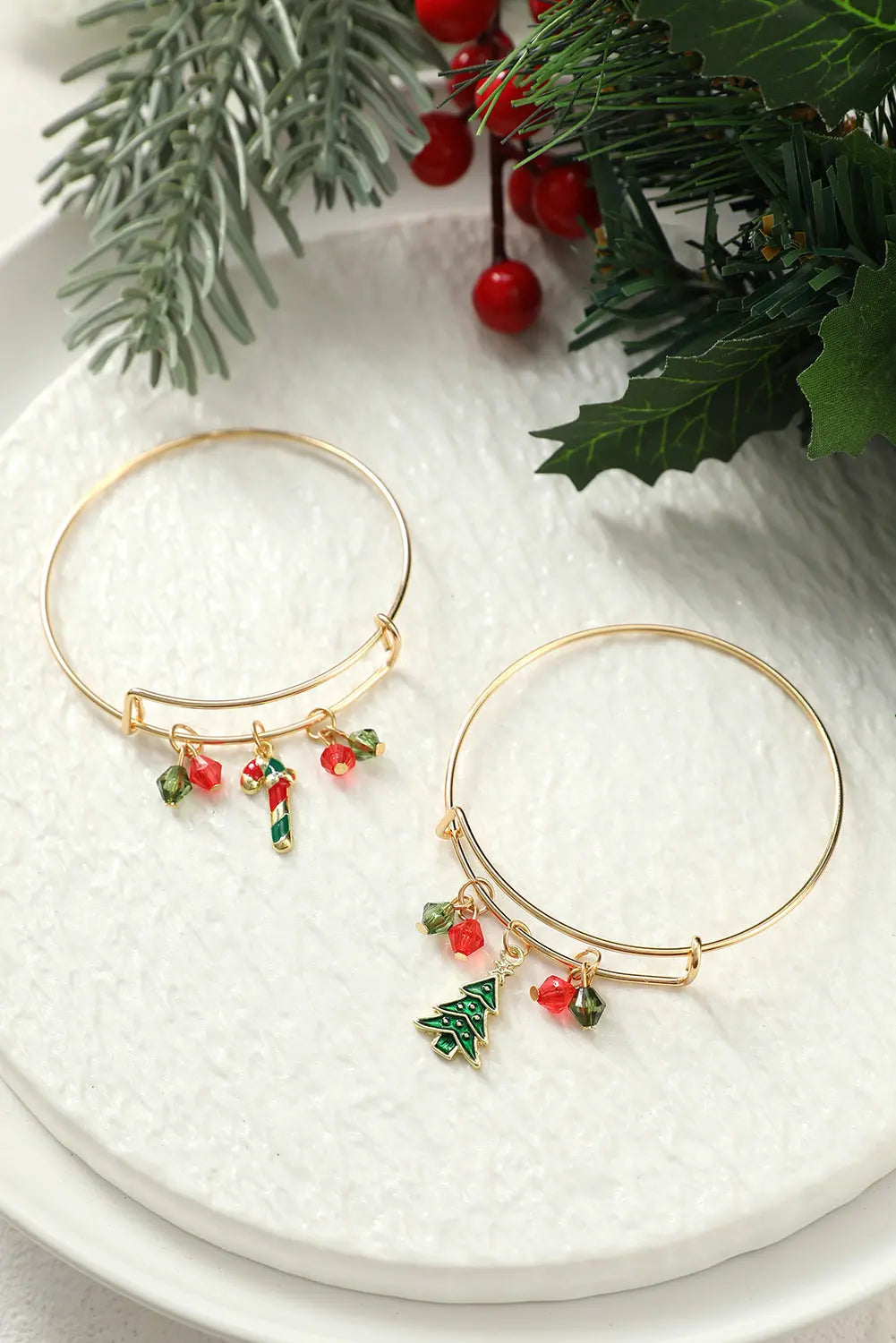 Gold Christmas Candy Cane Beading Pendant Bracelet Dear-Lover Dropshipping