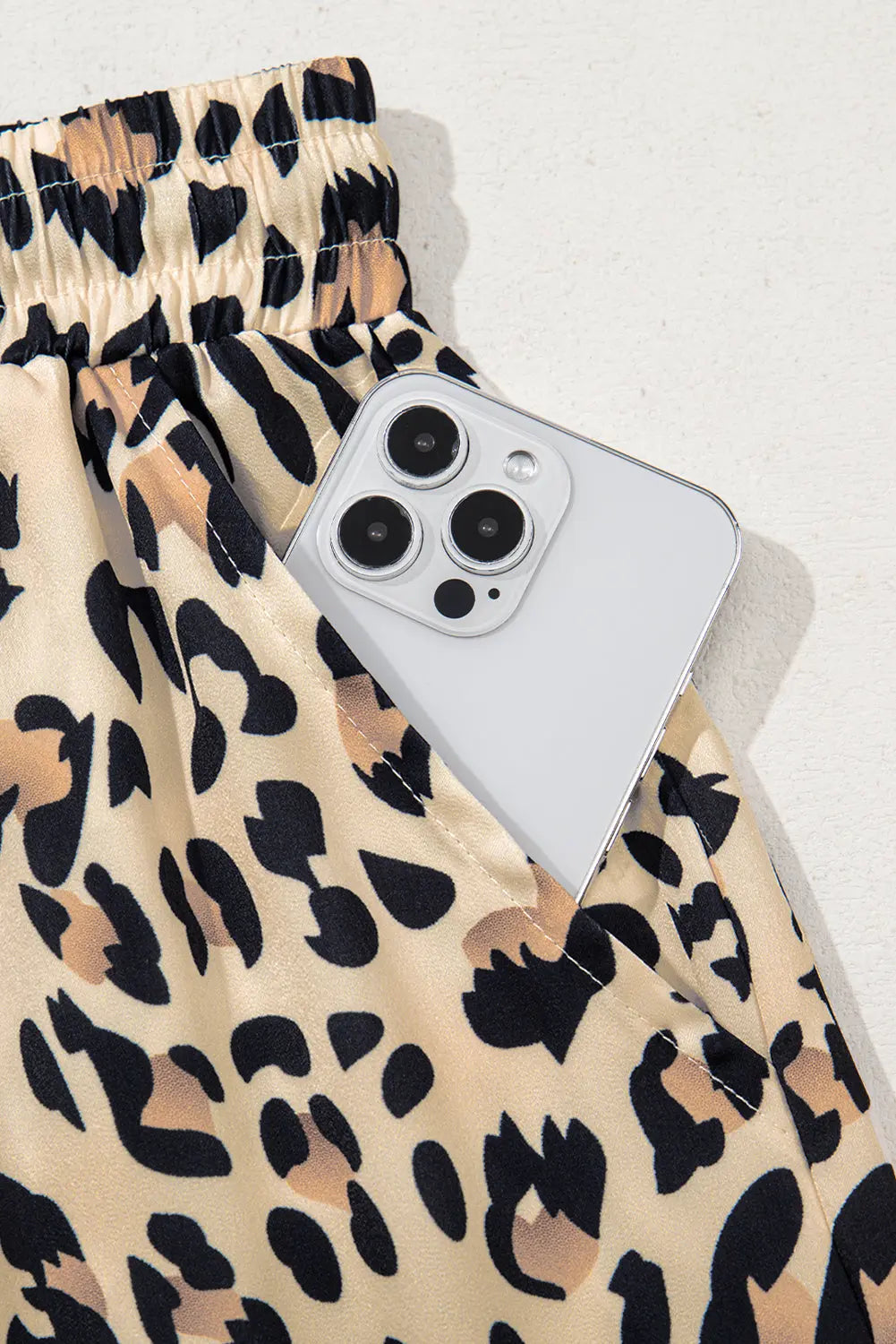 Parchment Leopard Drawstring Elastic Waistband Flowy Wide Leg Pants Dear-Lover Dropshipping