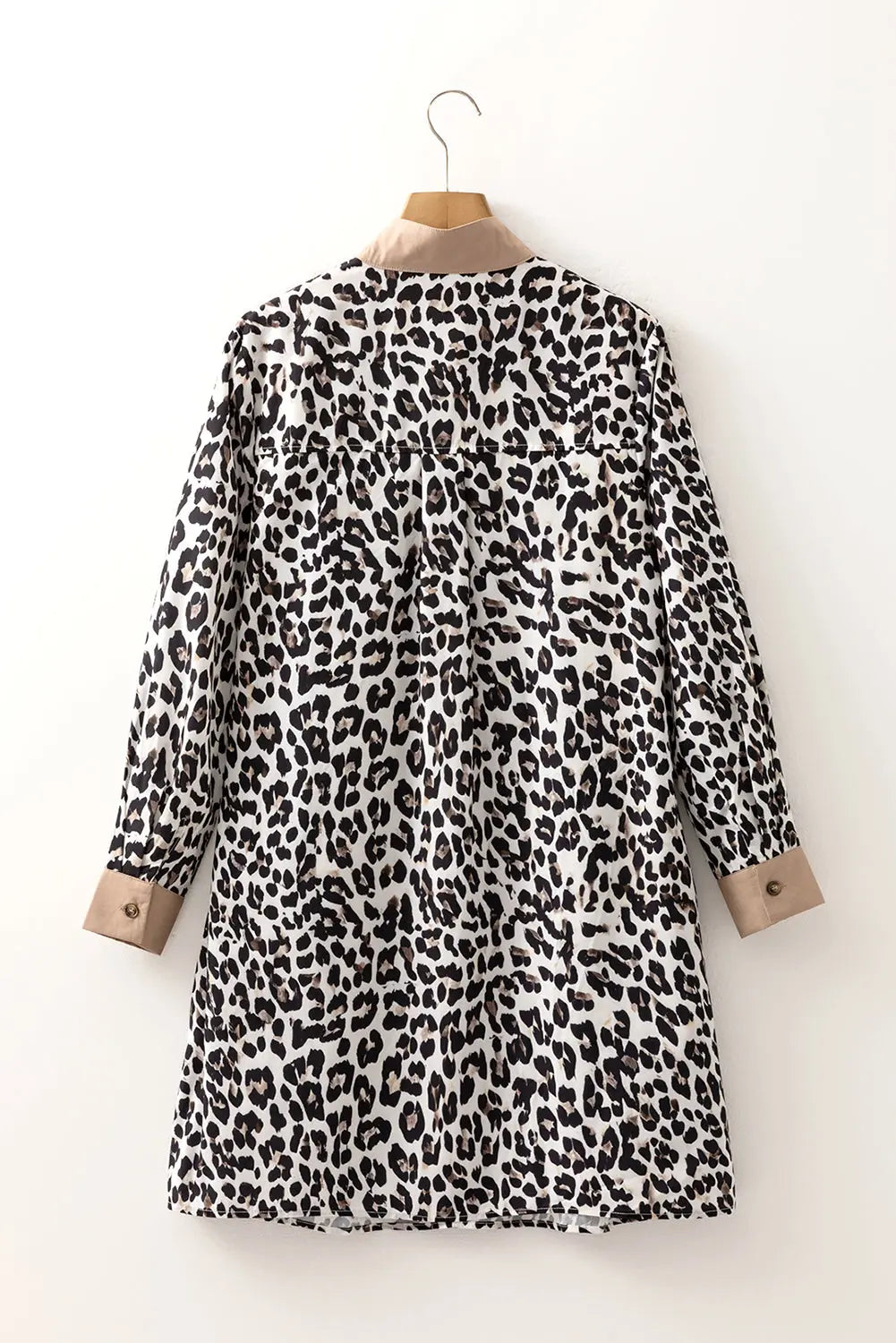 Multicolour Button Striped Collar Leopard Print Long Sleeve Flared Dress Dear-Lover Dropshipping