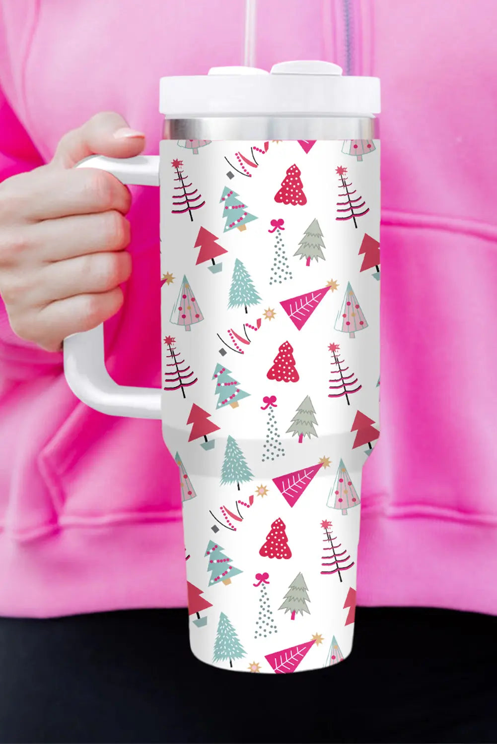 White Cartoon Christmas Tree Printed Thermos Cup 40oz Dear-Lover Dropshipping